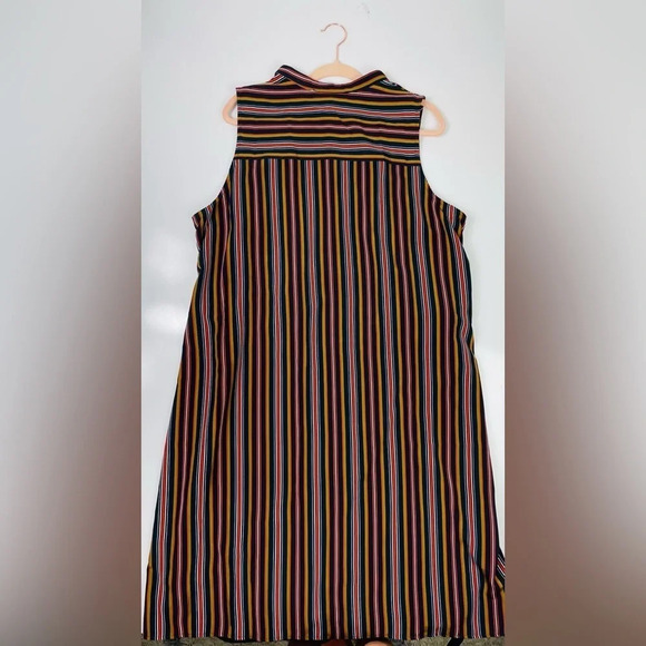 ELOQUII Plus A-Line Dress Black Brown Orange Stripes Sleeveless‎ Size 20 - Picture 8 of 8